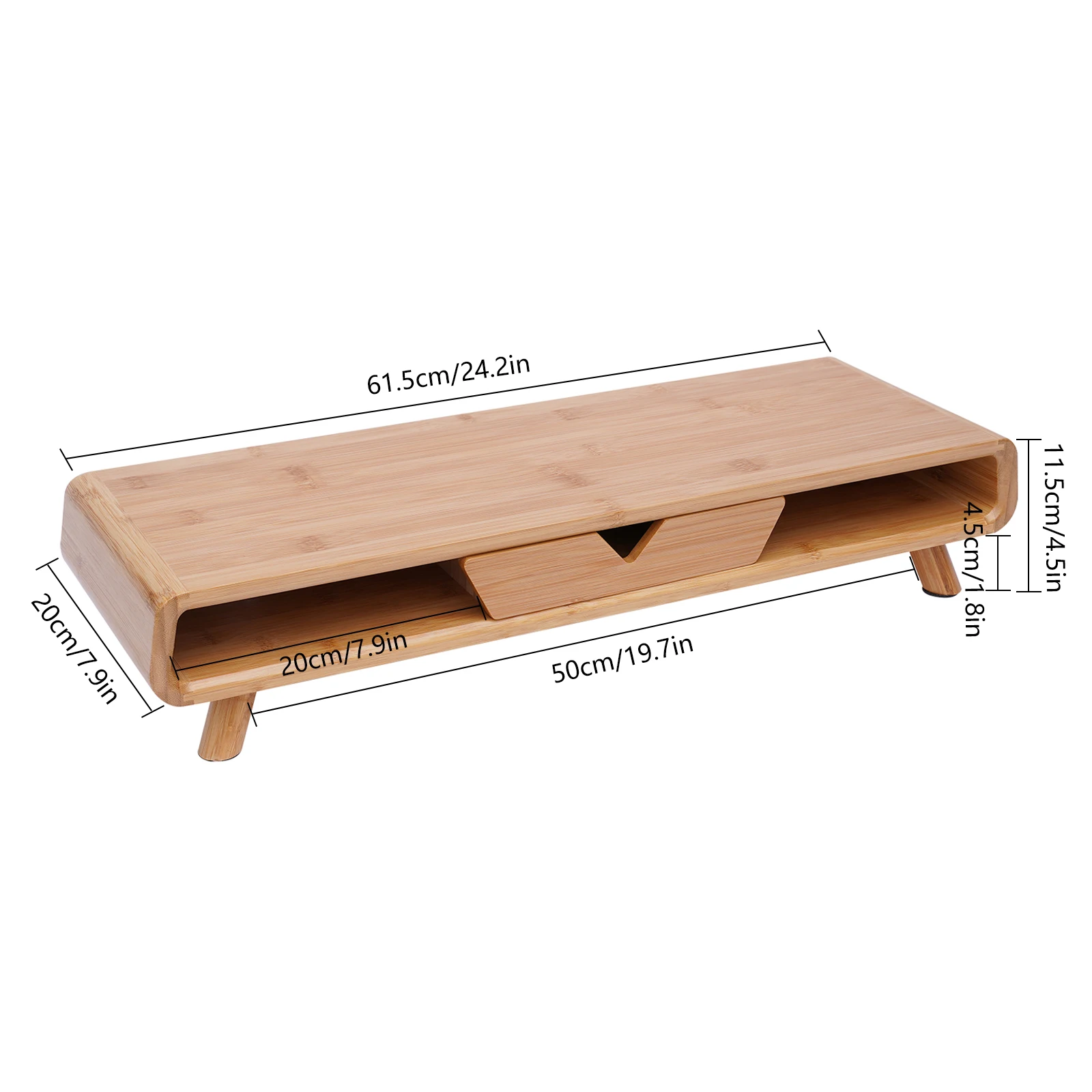 2-Tiers Bamboe Monitor Stand Riser Desk Organizer Laptop Stand Desktop Bamboe Hout Monitor Stand