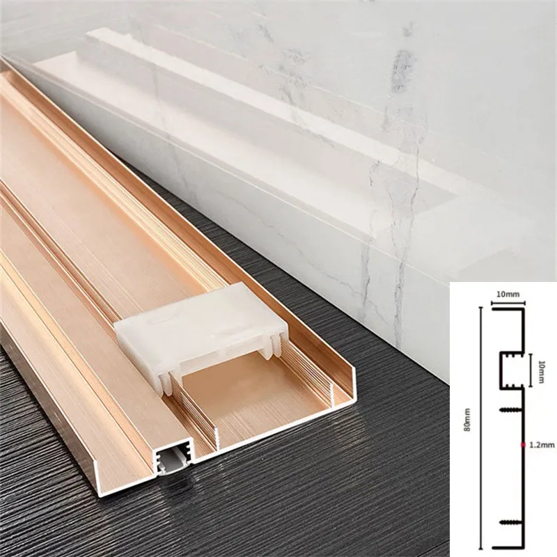 0.5M 1M/PCS H80MM New LED Skirting Board Aluminum LED Profile Baseboard With Backlight Milky Cover Corner Hard Bar Light Decor