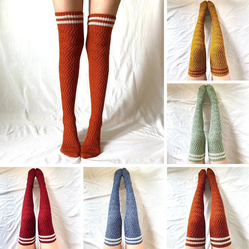 New Styles Cable Knit Over Knee Socks Female Stockings Casual Women Warm Thick Winter Home Wear Thigh High Socks Christmas Gifts