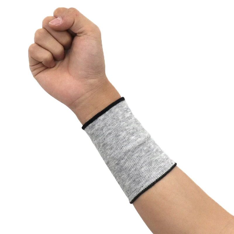 Grigio lavorato a maglia assorbimento del sudore pressione supporto per il polso protezione Sweatwipe Wristband per Fitness ciclismo Badminton