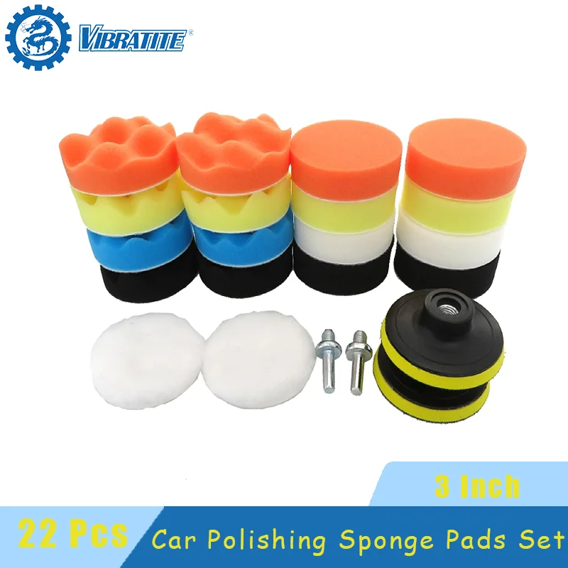 3 Inch Car Polishing Sponge Pads Set 22 Pcs Car Polisher Wax Cleaning Tools Polishing Pad for Motorcycle Auto Accessories ﻿