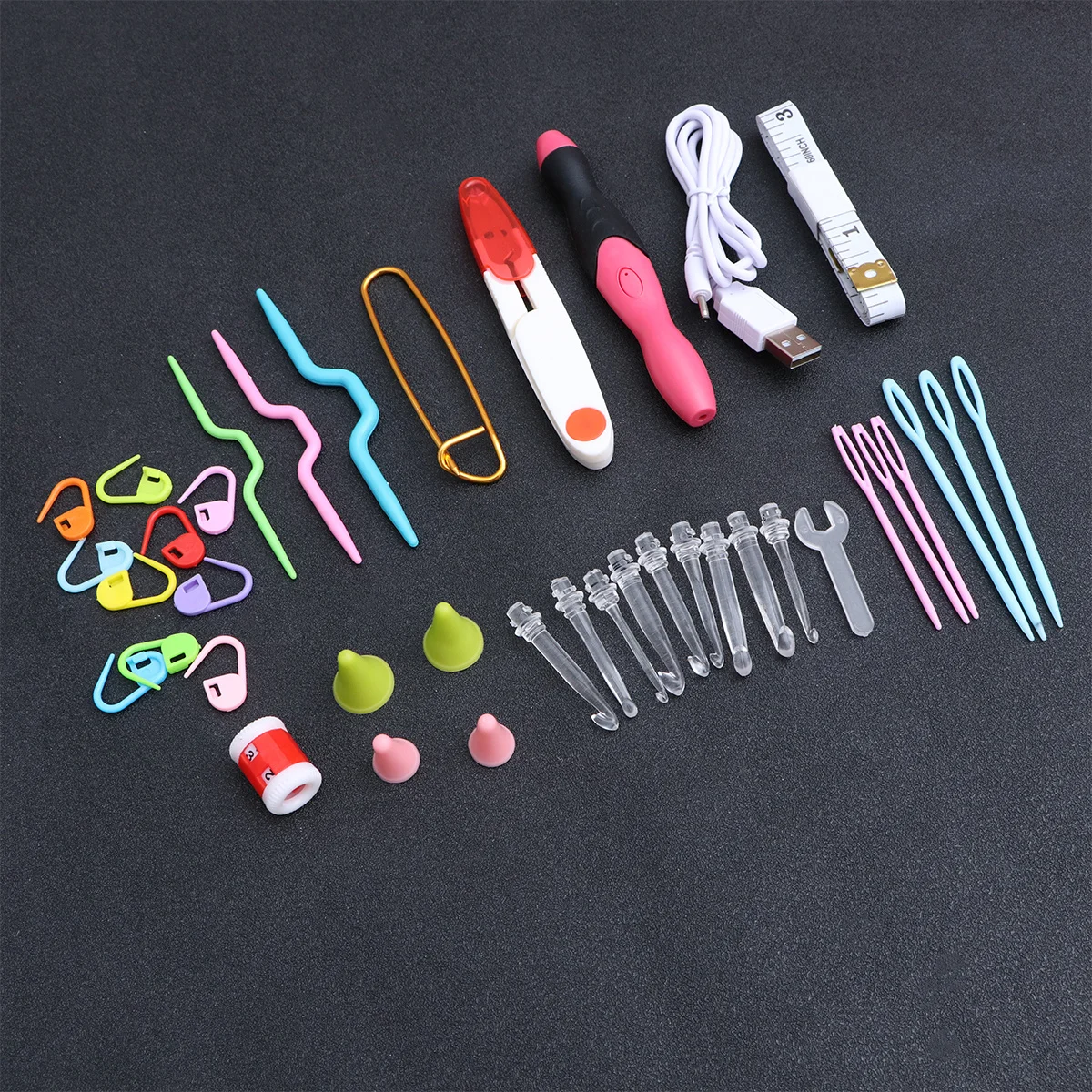 

38Pcs Professional LED Crochet Hooks with Transparent Refills Long-Lasting Light for Precision Work Knitting Needles Craft Tool