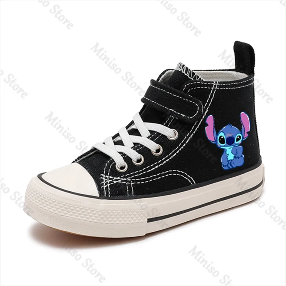 Lilo Stitch Cartoon Sport Fashion Girl High-top Girl Kid Canvas Shoe Disney Casual comfort Shoes Children Print Boy Tennis Shoes