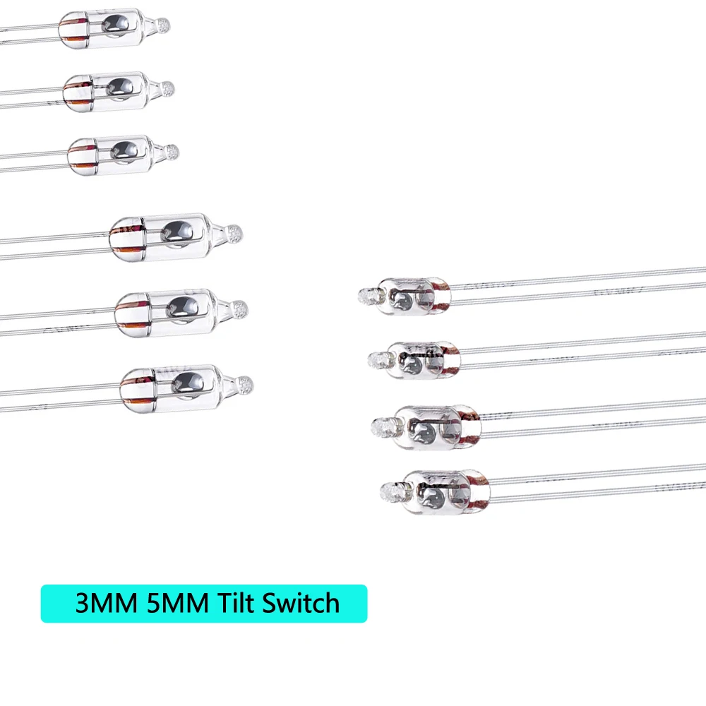 10PCS Sensor de Inclinação Unidirecional de Vidro 3MM 5MM, Interruptor de Indução Elétrica para Elementos Sensíveis à Vibração
