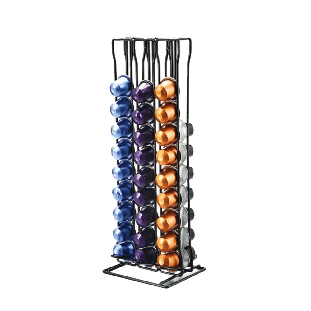 Metal Coffee Pod Holder Large Capacity 360° Rotatable Coffee Capsules Carousel Save Space Capsules Holder for Nespresso