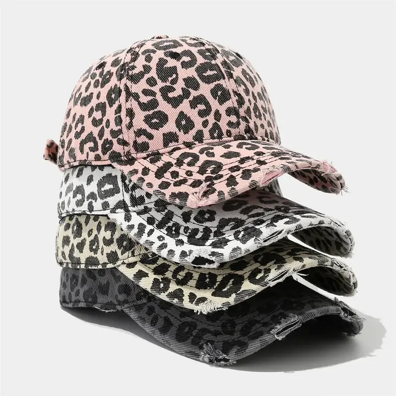 Spring Polyester Leopard Print Casquette Baseball Cap Adjustable Outdoor Snapback Hats for Girl and Women 63
