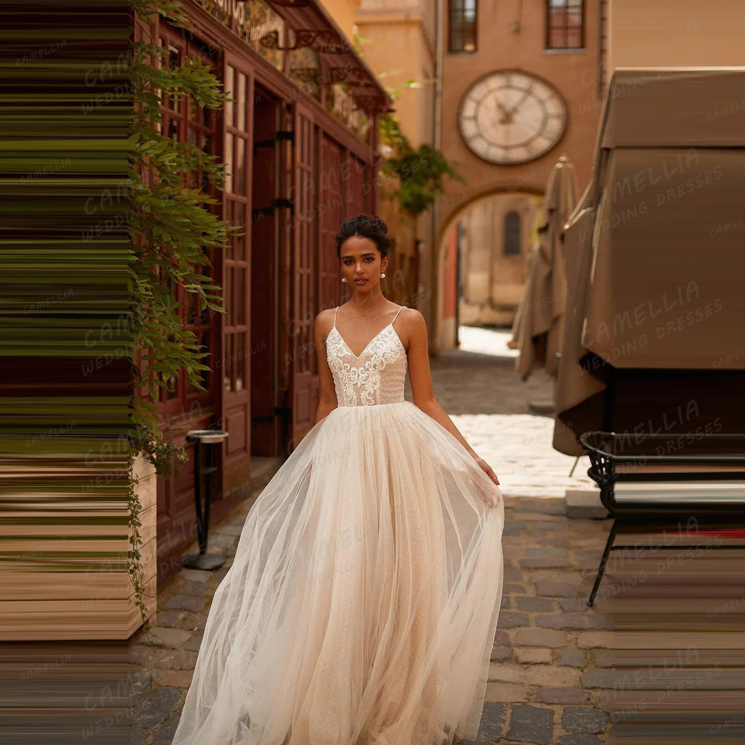 فساتين زفاف نسائية أنيقة بسيطة على شكل حرف A بدون أكمام ورقبة على شكل V بدون ظهر فساتين زفاف الأميرة حفلة فيستدو دي نوفيا مخصصة