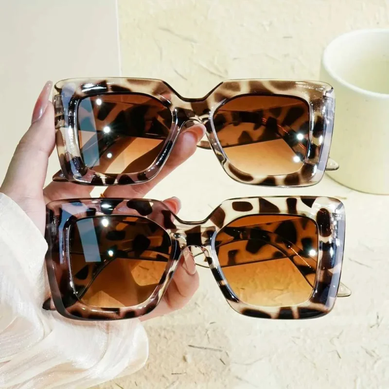 

Leopard Print Square Wen Gradient Eyees Fashion Decorative Sunes Suitable for Stylish Eyewear X250609