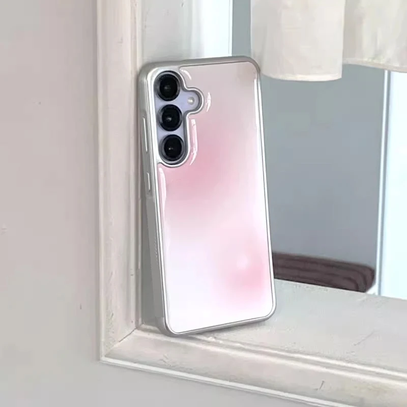 Ins Style Korean Pink Blending High-end Exquisite Drip Glue Phone Case For Samsung S 23 24 25 26 FE ULTRA EDGE PLUS Y2K Cover