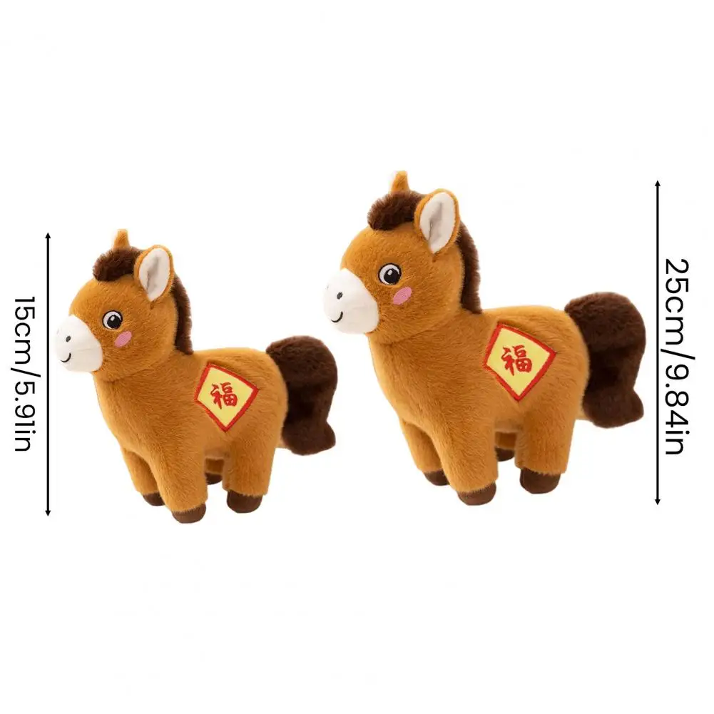 2026 Jaar Staande Foal Pluche Pop Pluizige Staart PP Katoen Pony Knuffels Lange Manen Mooie Cartoon Paard Knuffel Kids gift