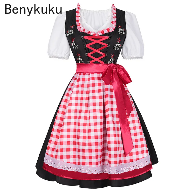 

Germany Dress with Dirndl Apron 2025 Munich Beer Carnival Adult Women Dress Stage Beer Performance Costume for Oktoberfest