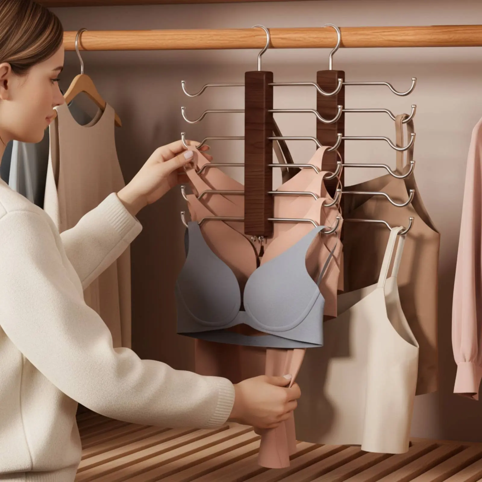 

Bra Organizer Hanger Space Saving Underwear Hanger Sock and Sleeveless Top Top Organizer Large Capacity Closet Storage Sturdy