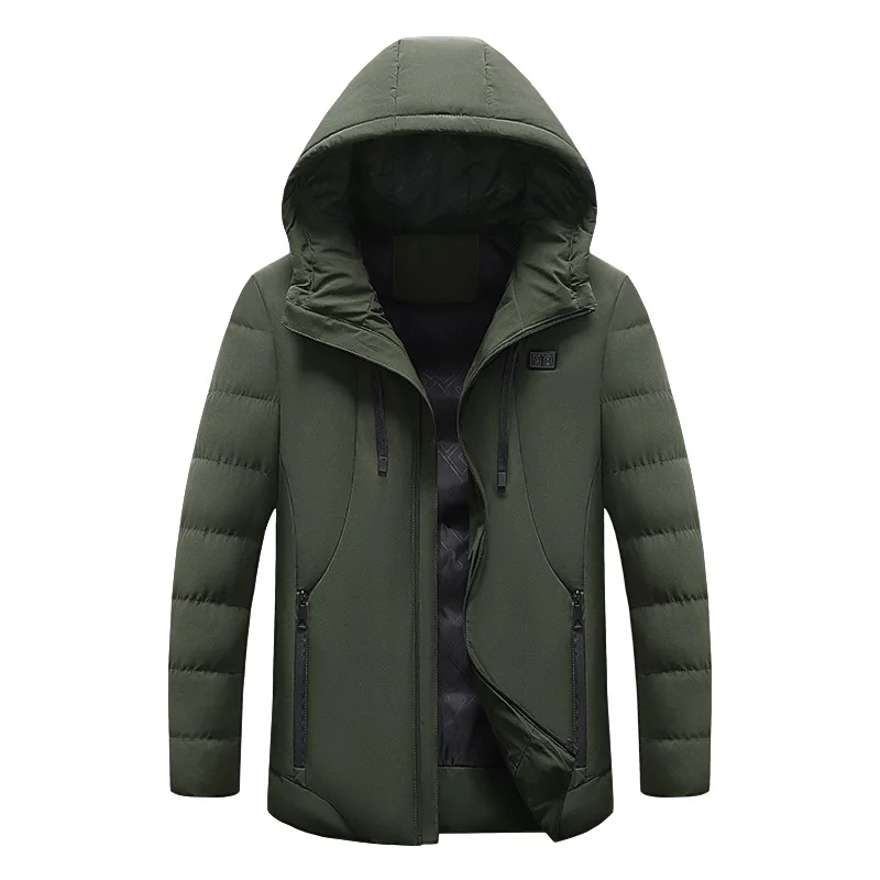 New intelligent heating cotton coat with hood, eleven zones constant temperature, thickened warm coat for men and women