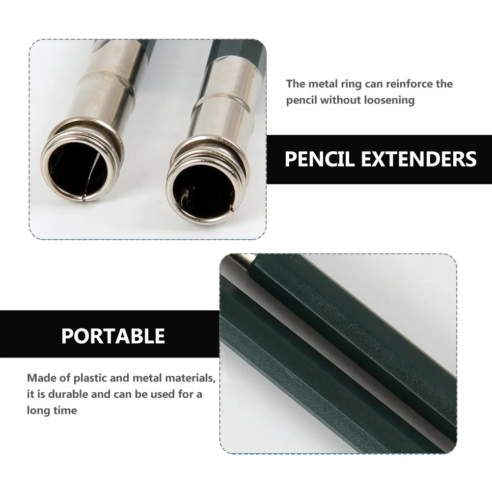 

4Pcs Pencil Extenders Plastic Metal Pencil Lengtheners for Students Drawing Sketch Office Use Student Stationery