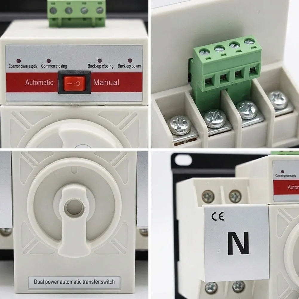 2P NLQ1-63/2P 63A Automatic Transfer Switch Dual Power Supply for Industrial Backup Power 230V White ABS Housing Indicator LEDs