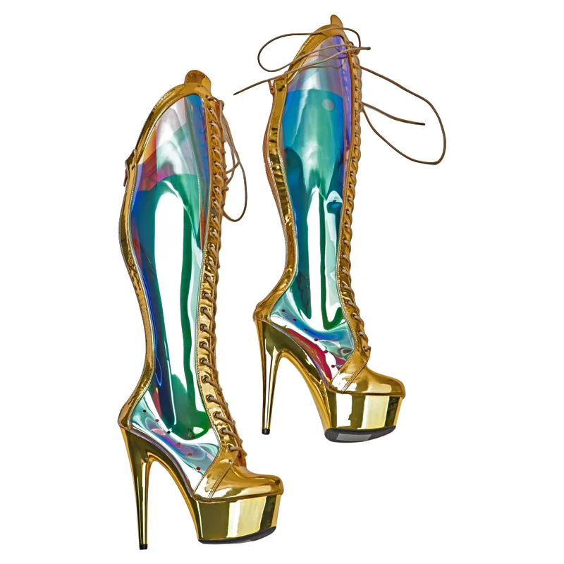 Leecabe 15CM/6inches Patent  with TPU  Trend fashion High Heel platform stripper heel Pole Dance boot