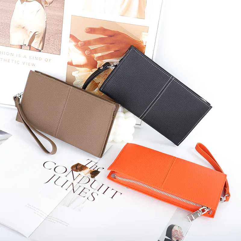 Leather New Women's Korean Version Zipper Wallet Long Clutch Multi-card Wallet Women's Mobile Phone Multi-function