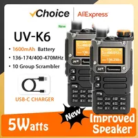 2PCS Quansheng UV-K6 5W Walkie Talkie UV-K58 UV-K5(8) 2Way Radio USB-C Direct Charge Multi Band AM FM UHF VHF DTMF UV-K5 Upgrade