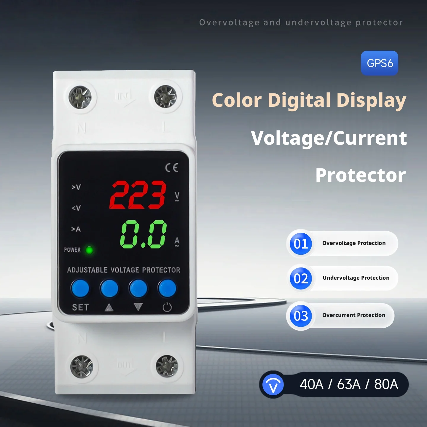 Digital Voltage Relay, Real-Time Display, 1% Error, 1-999s Reset Delay, Flame-Retardant, 36×81mm