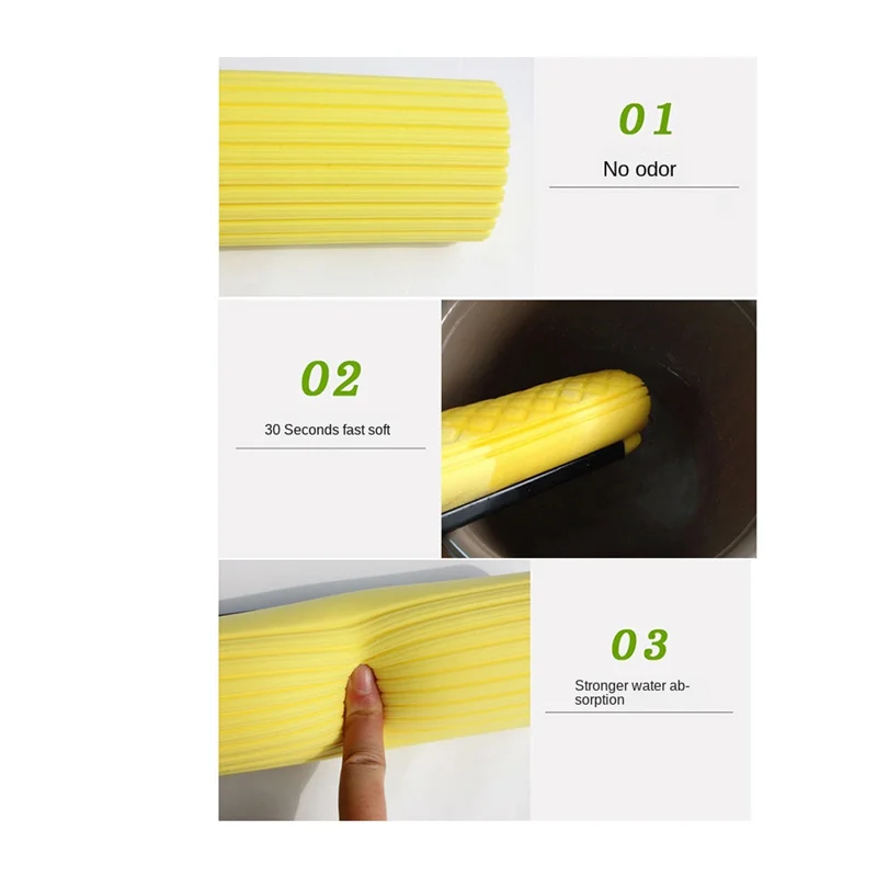 Mop Roller Head Refill Sponge Refills Cleaning Pads Absorbent Replacement Wet Mopping Clothes Accessories Eraser 4Pack