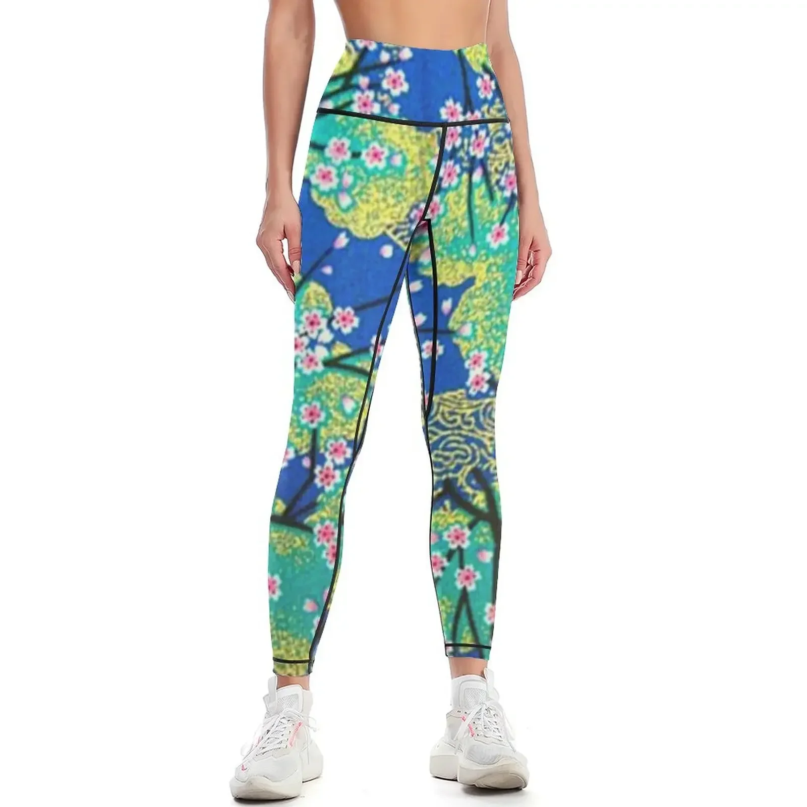 

Traditional Classic Japanese Kimono Sakura Floral Pattern | Japanese Art Leggings gym top gym wear Womens Leggings