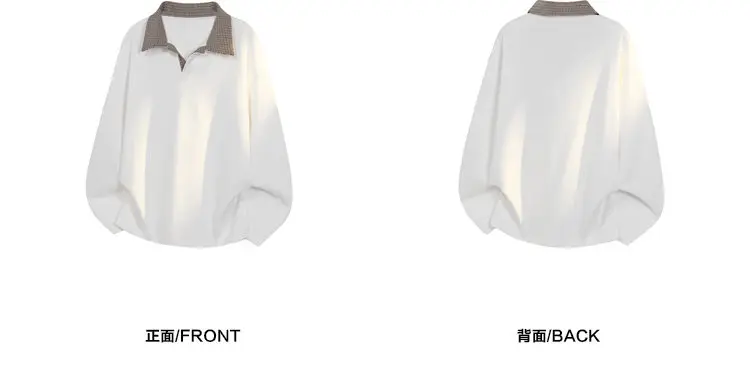 Herren-Poloshirt für den Herbst mit gespleißtem Karokragen, langen Ärmeln, aus weichem Strickstoff, entspannter Silhouette für Outdoor-Reisen. – Detail 8