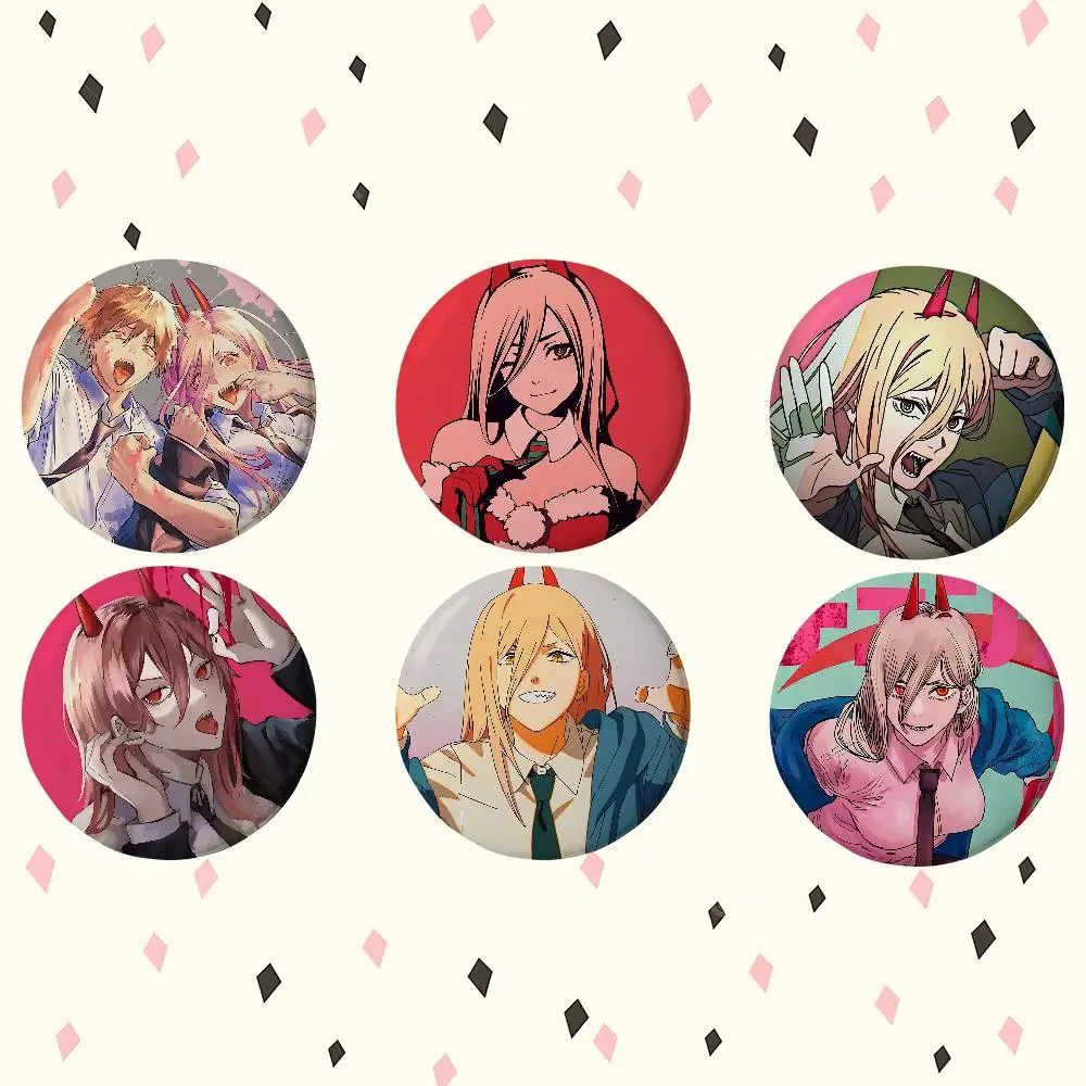 Cartoon Power Anime Runde Laser-Brosche Cartoon-Anstecknadel Kleidung Rucksack Accessoires Revers-Abzeichen