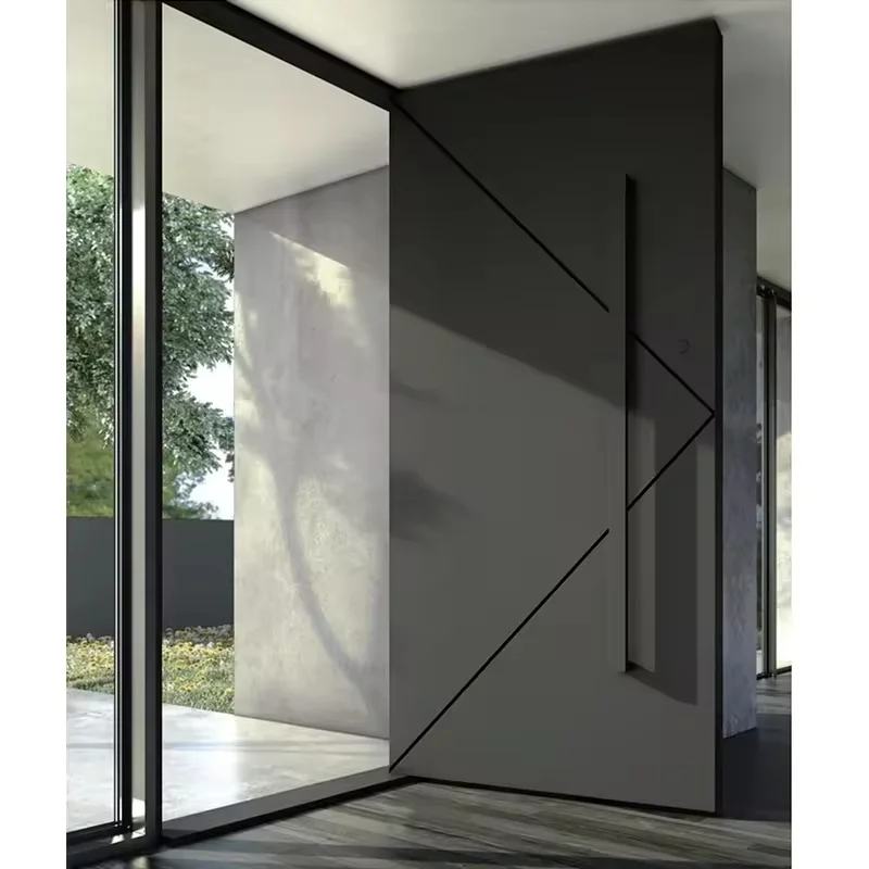 Surface Sandblasted Treatment Aluminum Alloy Entrance Door Household Rust Proof Hinged Doors High End Intelligent Security Doors