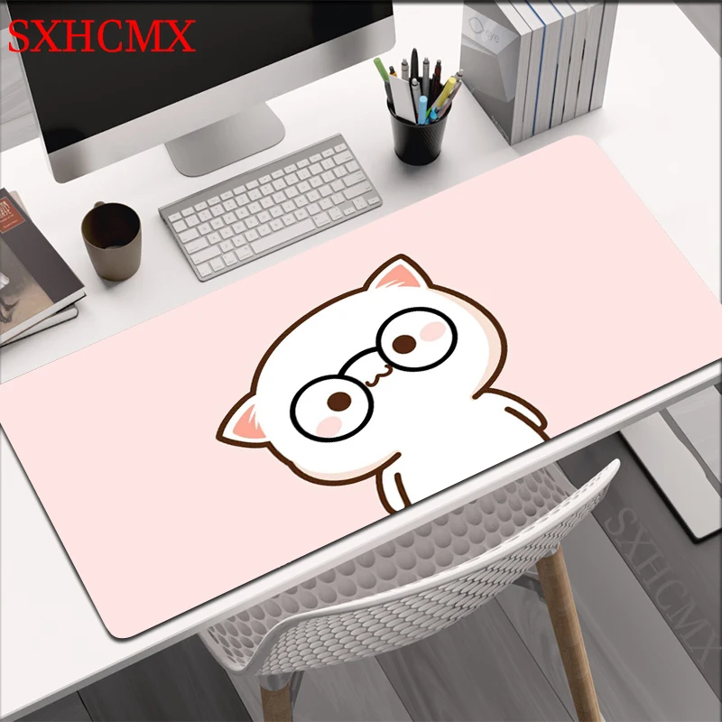 Peach Mochi Cat коврик для мышки Cartoon XXL Mousepad Gaming Accessories Non-slip Mouse Pad Anime PINK Mausepad Tappetino Mouse