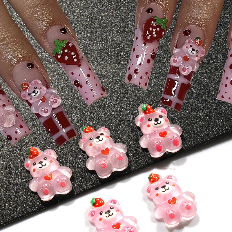 Breloques à ongles en forme d'ours Kawaii 3D, résine, bricolage, décoration, accessoire à ongles de luxe, conceptions de manucure, N64.10 pièces