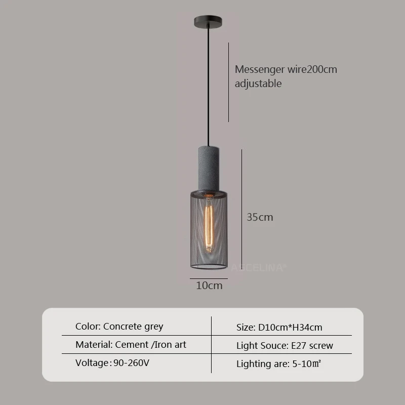 Lámpara colgante LED Industrial, accesorio de cemento de varias cabezas, iluminación Retro Para sala de estar, dormitorio, Bar, comedor, decoración