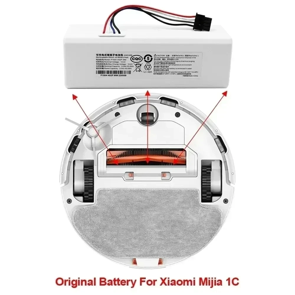 100% Original Robot Battery 1C P1904-4S1P-MM for Xiaomi Mijia Mi Vacuum Cleaner Sweeping Mopping Robot Replacement Battery G1