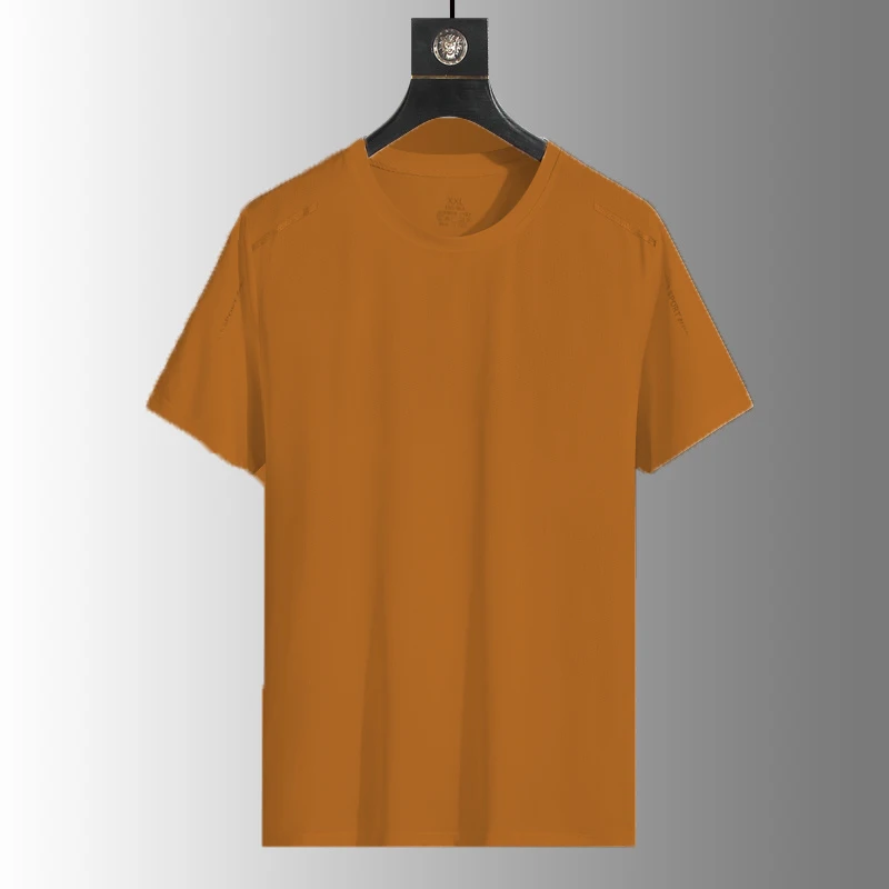 Camiseta de seda de hielo para hombre, manga corta, color sólido, suelta, Verano