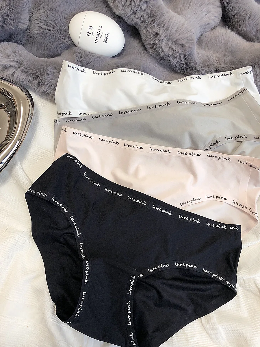 Simple quick-drying breathable panties trace-free low-waisted letter elastic edge triangle pants women underwear, girl's commuti