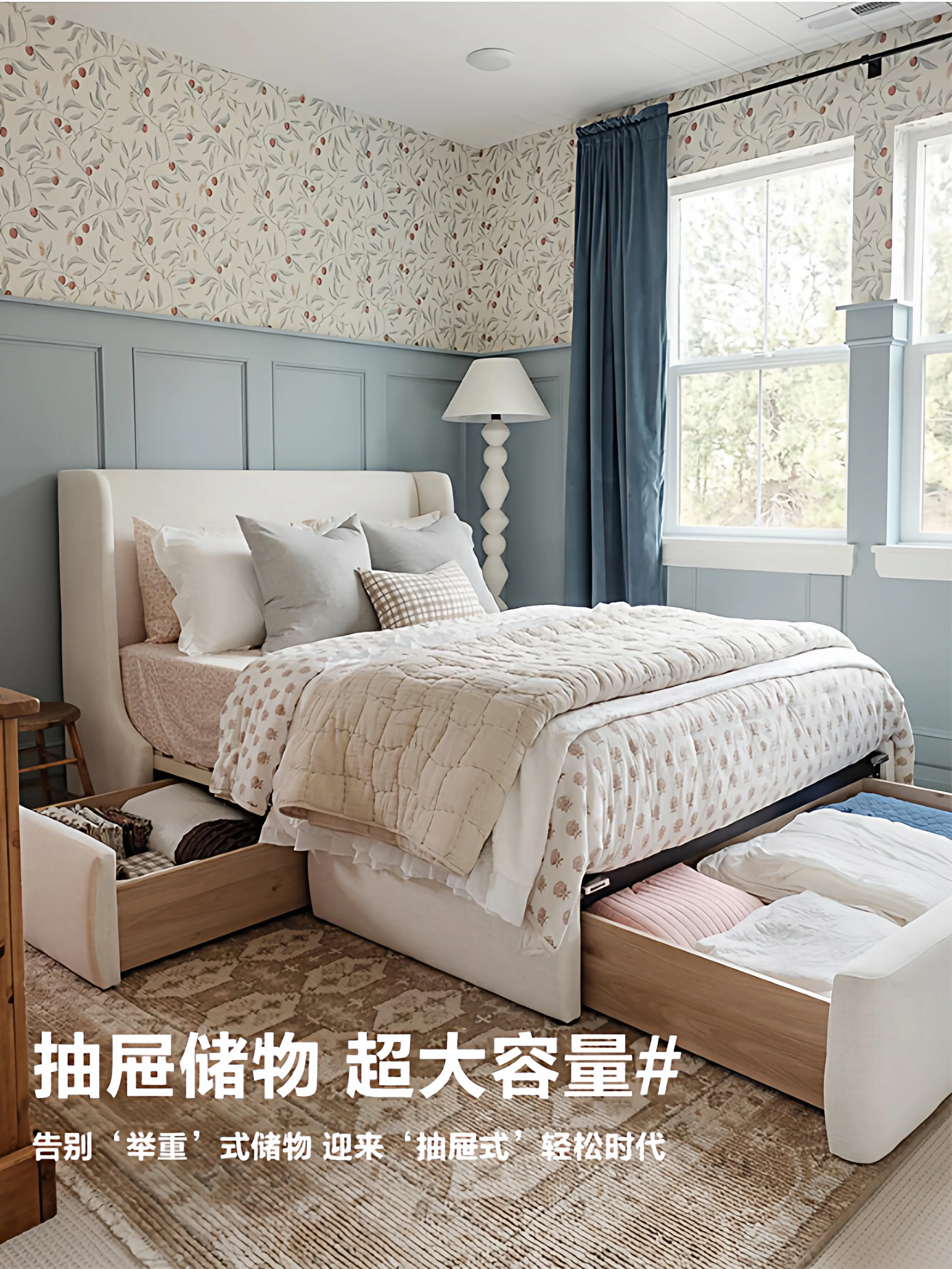French fabric bed thin bedside high backrest bed and breakfast small apartment