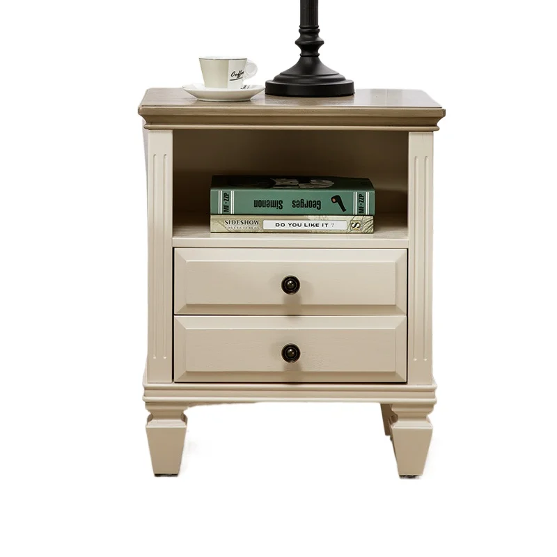 

Solid wood bedside table, simple and modern white storage cabinet, Nordic light luxury e****mical bedside small cabinet