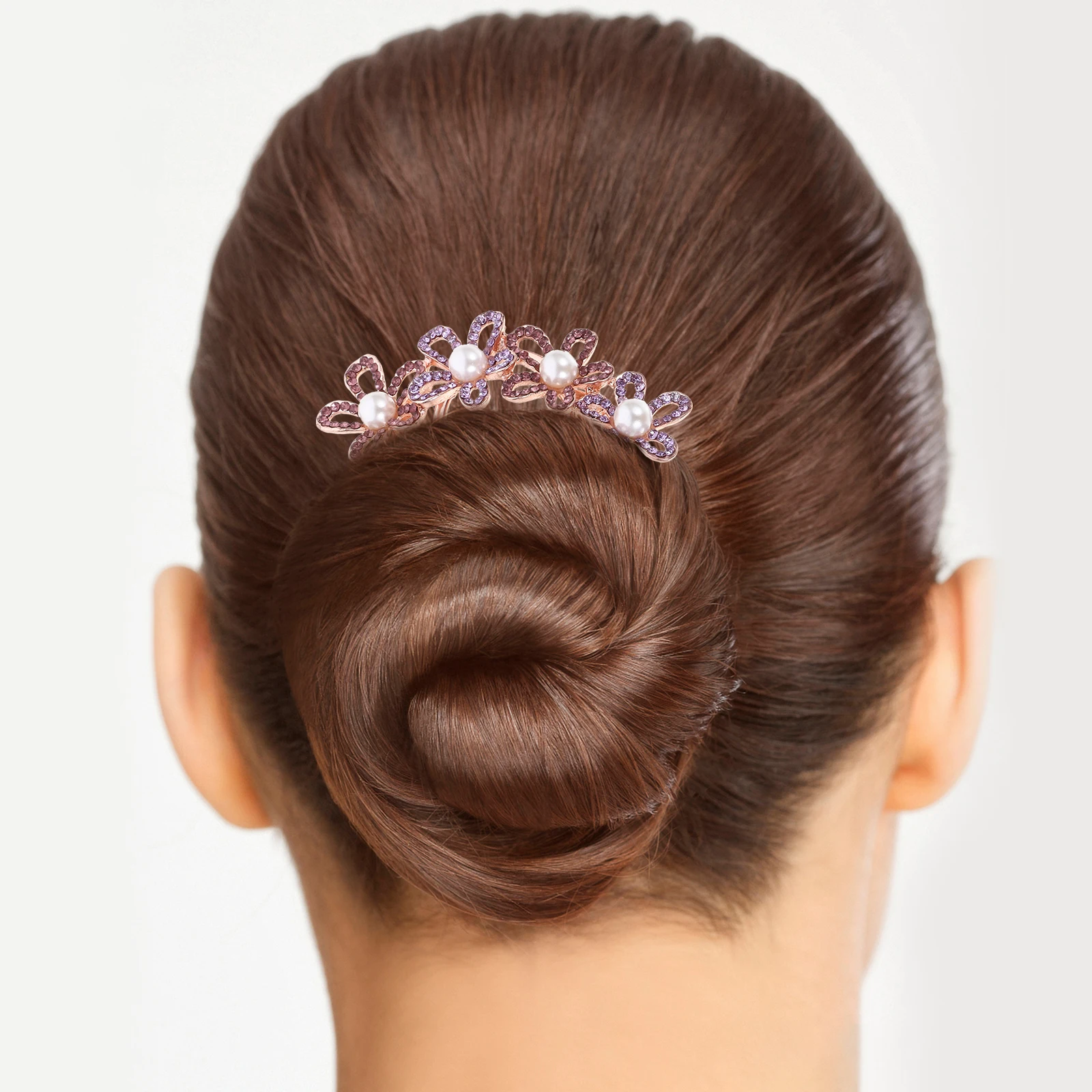 

Pearl Comb Accessories Pink Rhinestone Hair Comb Clips Rhinestones Wedding Bridal Flower Side 4 Teeth Durable Fashionable