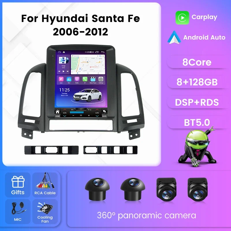 Tesla Style Screen For Hyundai Santa Fe 2 2006 - 2012 Android all in one Car Radio Multimedia Video Player Carplay Android Auto