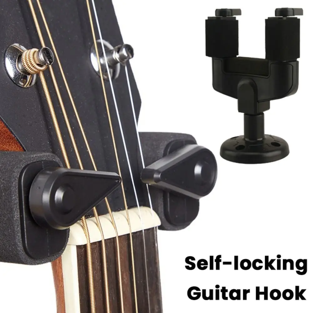 Metal Guitar Hanger Hook Self-locking Wall Mount Auto Lock Ukulele Hanger Non-slip Ukulele/Violin Stand Ukulele/Violin