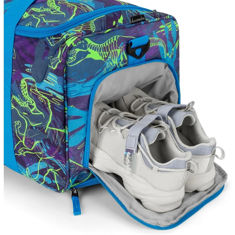 Koper Roda Dinosaurus Biru untuk Anak-Anak, Balita, dan Remaja - Tas Perjalanan Anak Laki-Laki Warna Mocha dengan Roda untuk Berkemah dan Bepergian