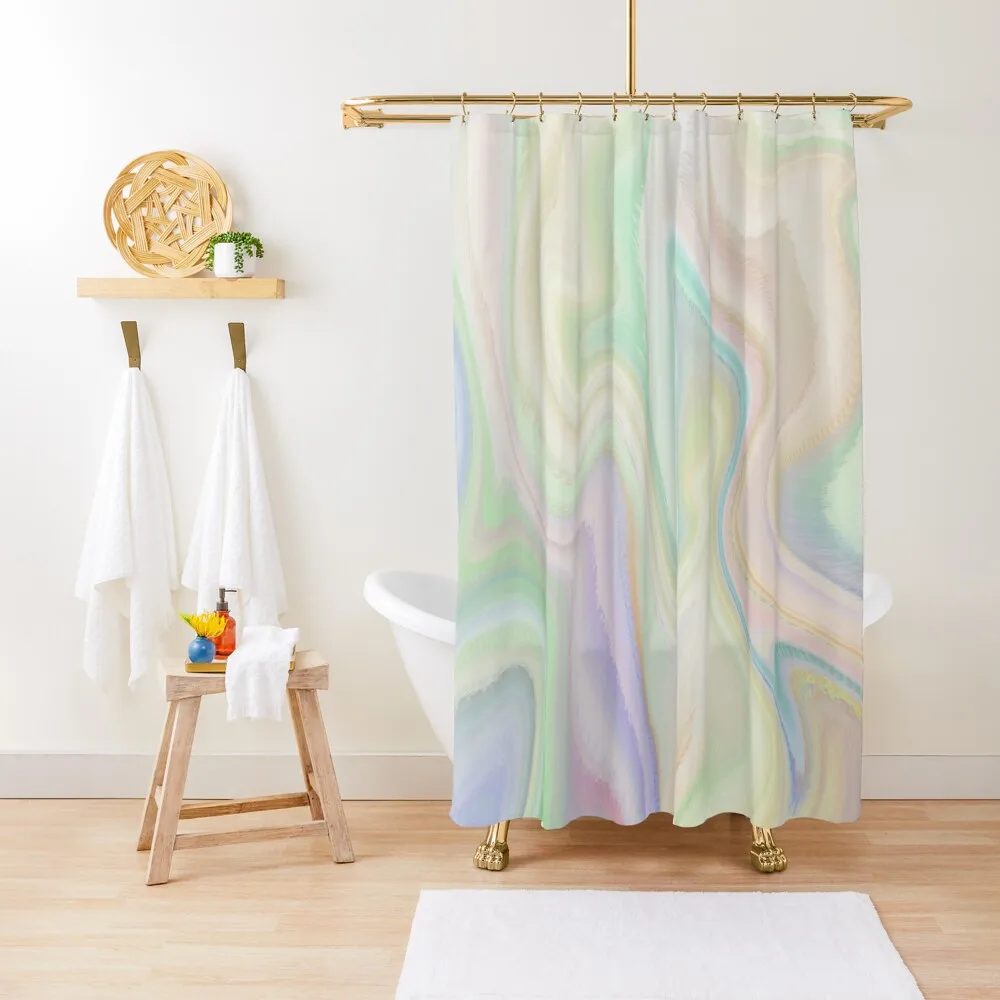 

Wavy Pastel Shower Curtain Bathroom Deco Set For Bathroom Curtain