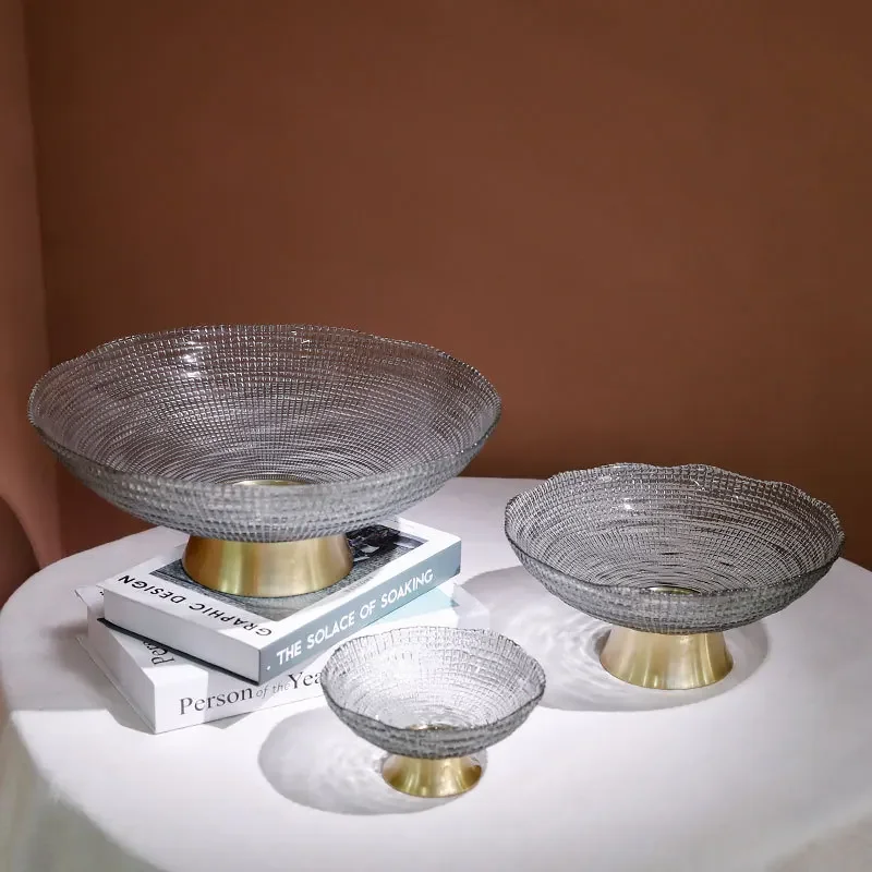 Modern Luxury Glass Fruit Plate European Pallet Decoration Home Living Room Candy Snack Tray Decorative Tableware