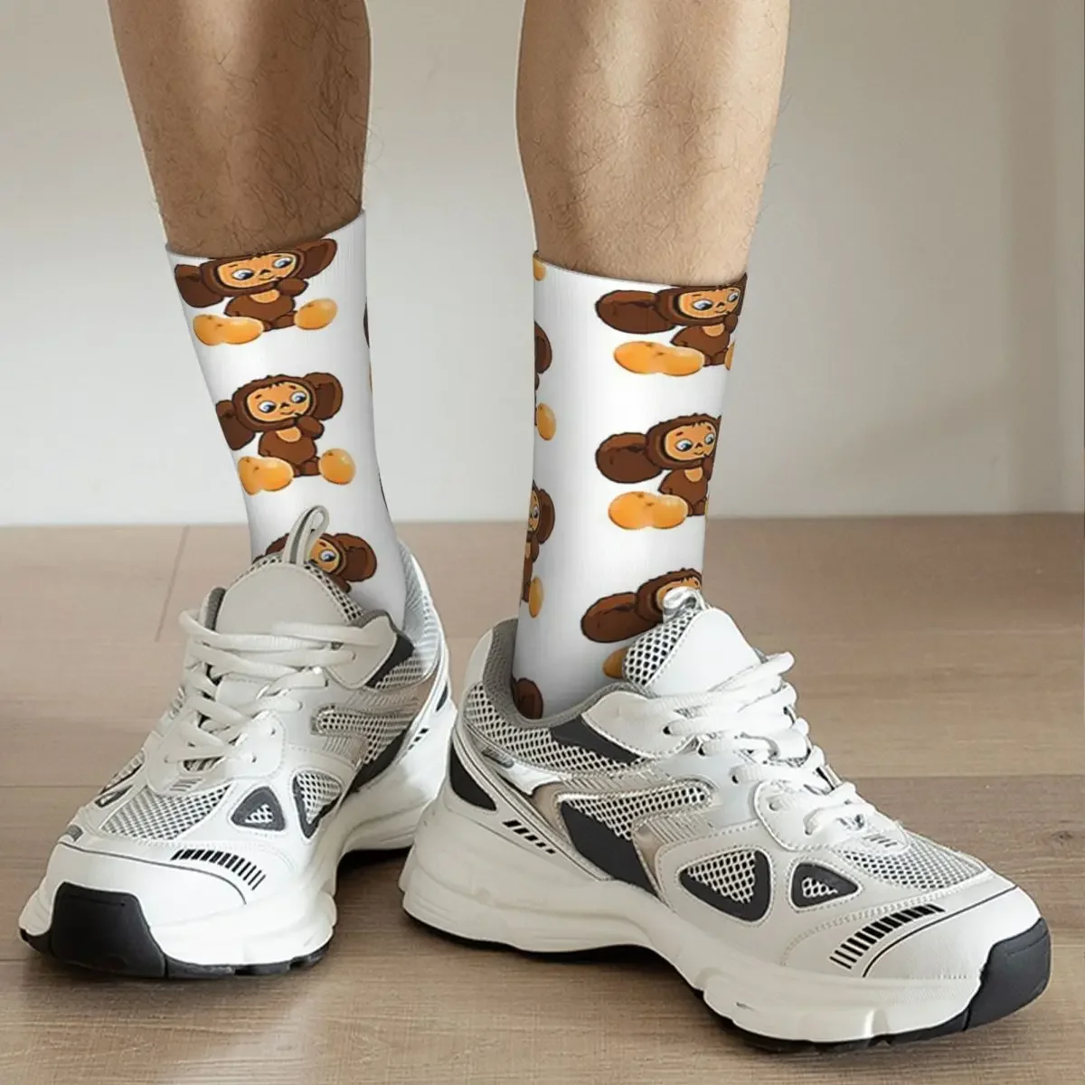 Chaussettes Cheburashka Harajuku pour hommes et femmes, bas super doux, chaussettes longues toutes saisons, accessoires pour cadeaux