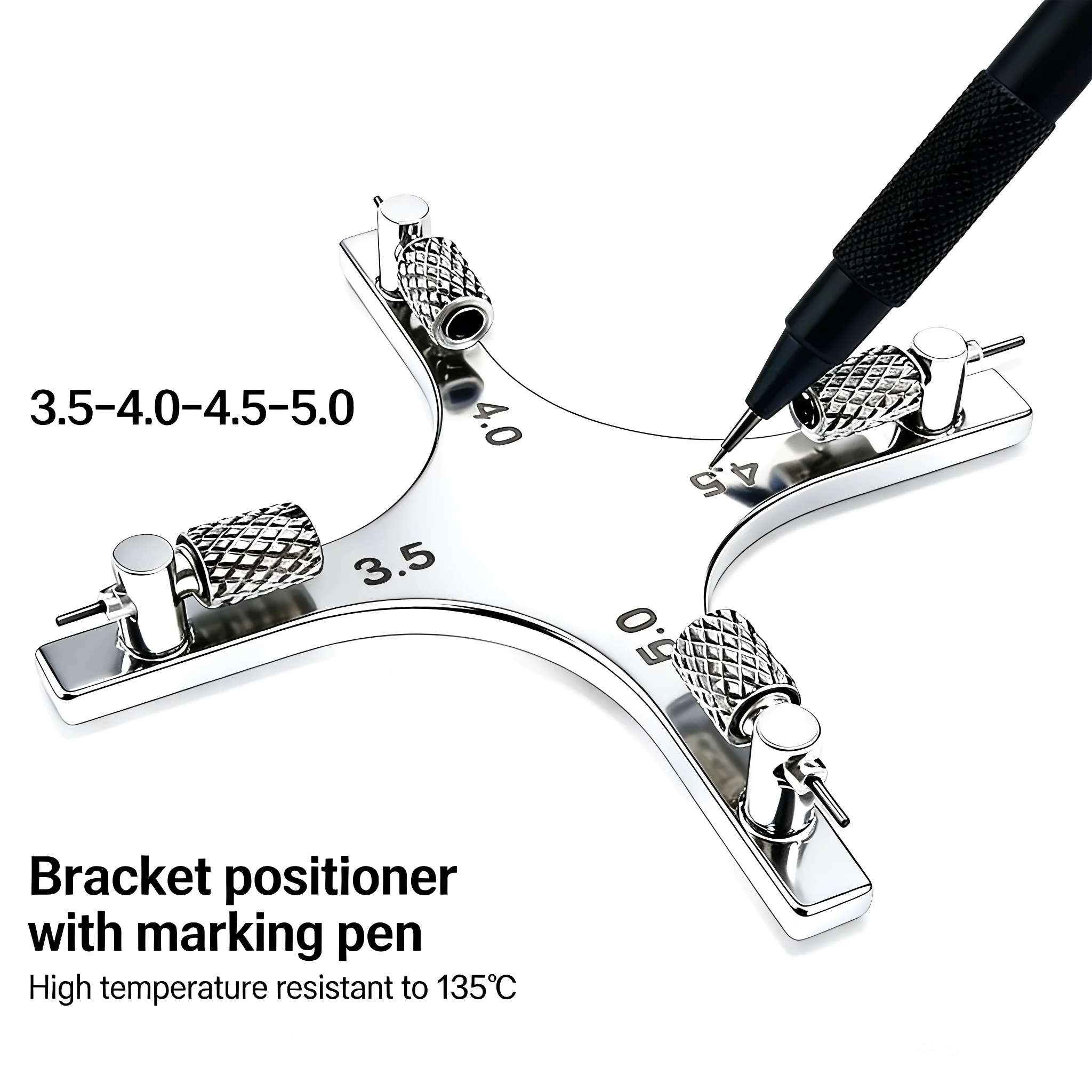 

Ортодонтический измеритель положения брекетов Dental Star: крестообразный локатор высоты передних зубов из нержавеющей стали с маркировочным скрайбером