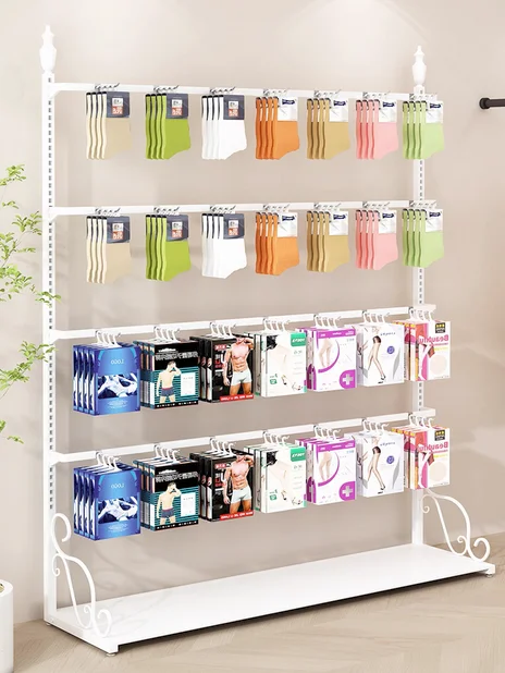 Store sock hanging display rack, floor mounted adjustable store underwear, underwear, socks, and stockings rack