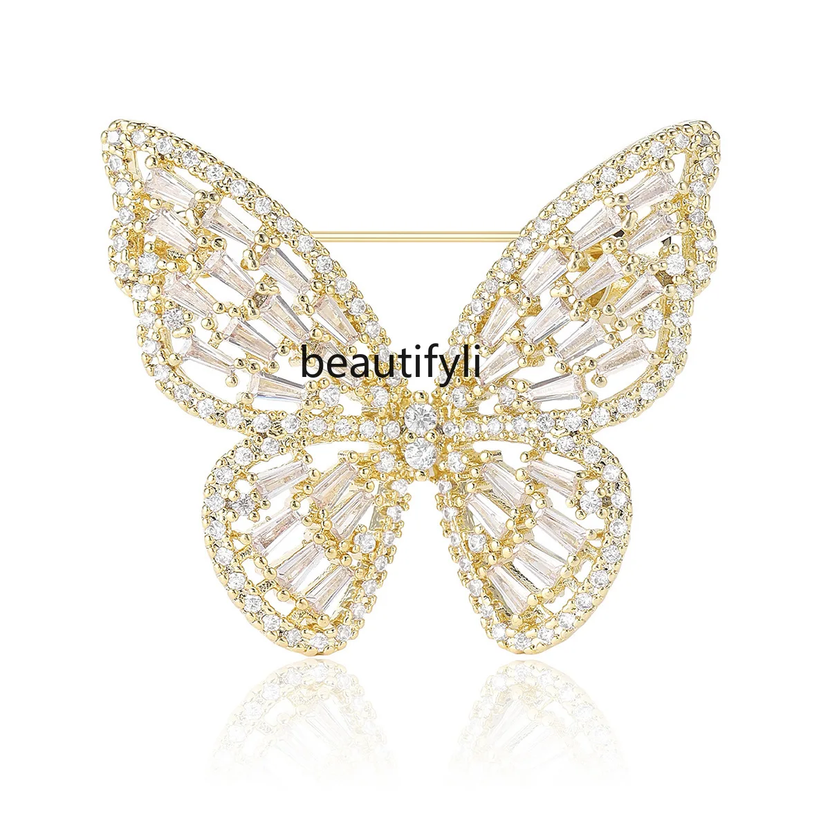 

Light luxury exquisite micro-inlaid copper zircon butterfly brooch elegant temperament women's clothing corsage jewelry pin