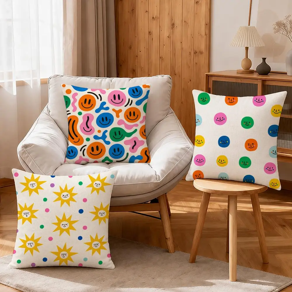 Art Retro American Style Bright Color Cushion Cover Linen Anti-Mite Antibacterial Cushion Cover Invisible Zipper Sofa Decor