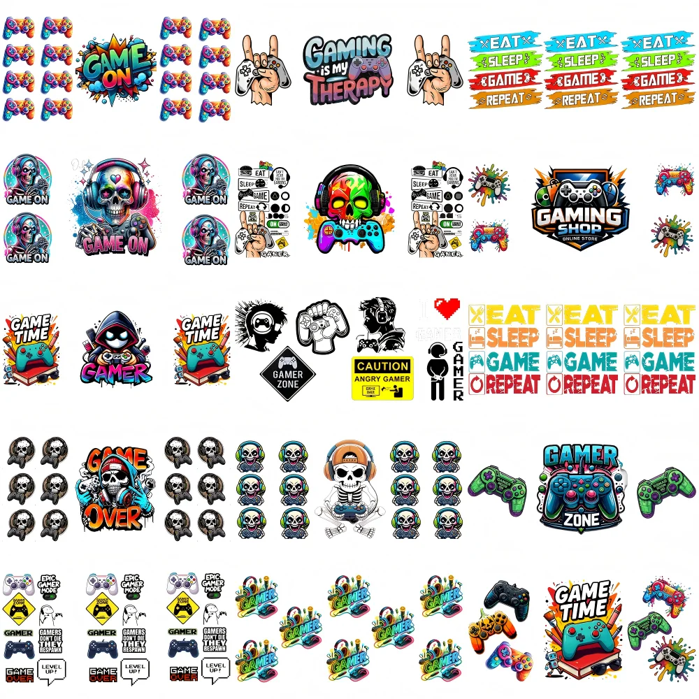 New Gamer Design 3D Transfer Sticker Cup Wraps Skull Gamer Image DIY UV DTF for 16oz Libbey Cup Video Game Pattern Vinyl Decal