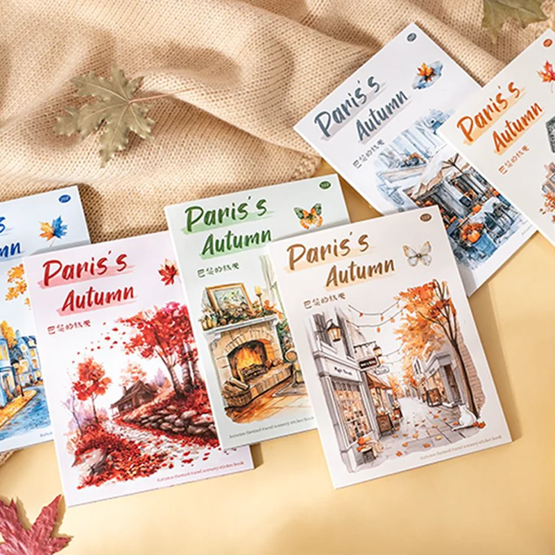 Mr. Paper Scenery Travel Stickers 20 sheets/pack Paris Autumn Scenery Dual Material Stickers Notebook DIY Decoration Gift