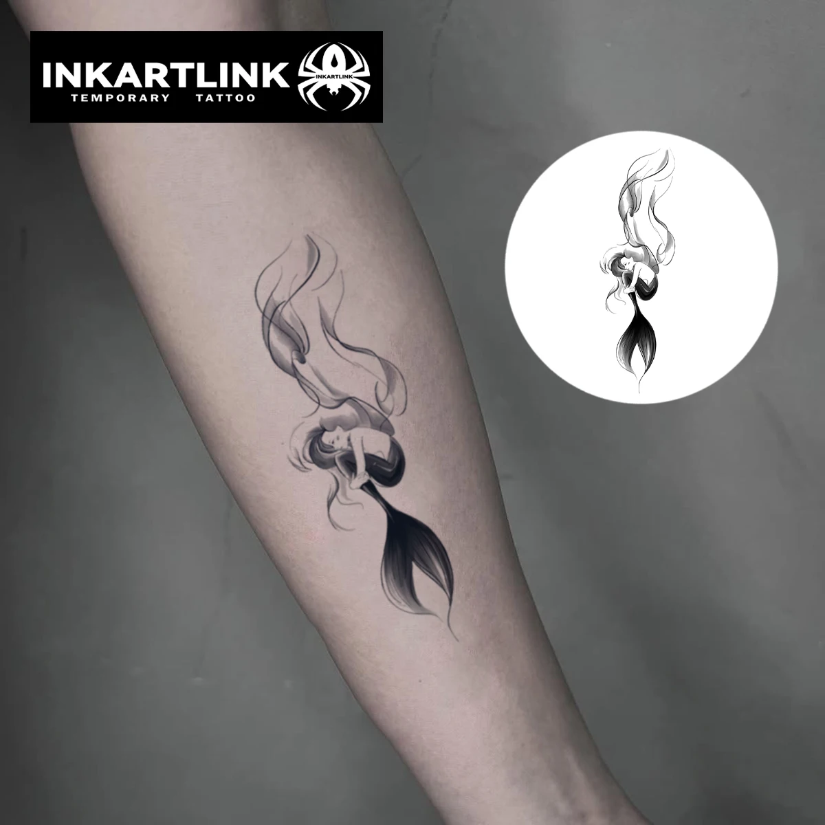 Mermaid Temporary Tattoo,Lasts To 15 Days New Technology Magic Waterproof Semi Permanent Sticker.
